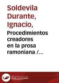 Procedimientos creadores en la prosa ramoniana