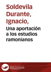 Una aportación a los estudios ramonianos