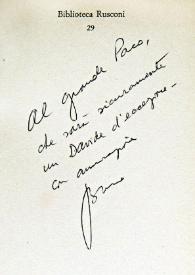 Dedicatoria de Bruno Modugno en un ejemplar de su libro 