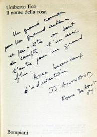 Dedicatoria de Jean-Jacques Annaud en un ejemplar de 