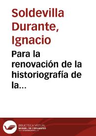 Para la renovación de la historiografía de la literatura: la generación de 1936 en sus comienzos