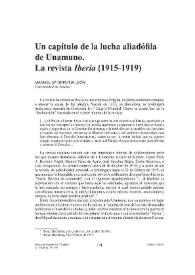 Un capítulo de la lucha aliadófila de Unamuno. La revista 