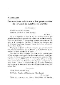 Documentos referentes a las postrimerías de la Casa de Austria en España [22 julio-8 octubre 1699]