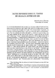 Datos dispersos sobre el teatro en Granada entre 1585-1604