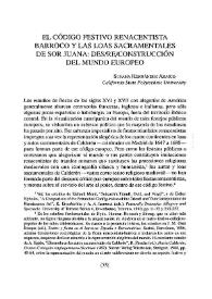 El código festivo renacentista barroco y las loas sacramentales de Sor Juana: des/re/construcción del mundo europeo