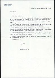 Carta de Mario J. Gaviria a Francisco Rabal. Benidorm, 2 de febrero de 1974