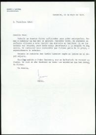 Carta de Mario J. Gaviria a Francisco Rabal. Benidorm, 22 de mayo de 1974