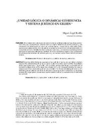 ¿Unidad lógica o dinámica? Coherencia y sistema jurídico en Kelsen