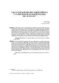 Las calificaciones del saber jurídico y la pretensión de racionalidad del Derecho