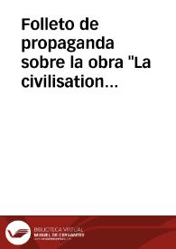 Folleto de propaganda sobre la obra 