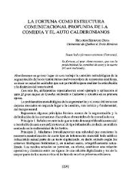 La fortuna como estructura comunicacional profunda de la comedia y el auto calderonianos