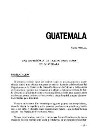 Informe de Guatemala. Una experiencia de teatro para niños de Guatemala