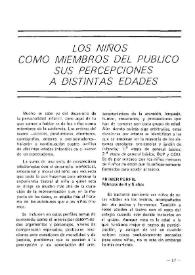 Los niños como miembros del público. Sus percepciones a distintas edades