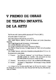 V Premio de obras de Teatro Infantil de la AETIJ