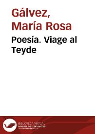 Poesía. Viage al Teyde