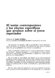 El teatro contemporáneo y los efectos específicos que produce sobre el joven espectador