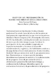 Ready for Life : Programación de teatro para niños de dos a cinco años