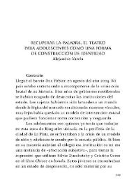 Recuperar la palabra. El teatro para adolescentes como una forma de construcción de identidad