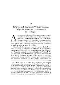 Informe del Duque de Villahermosa a Felipe IV sobre la recuperación de Portugal