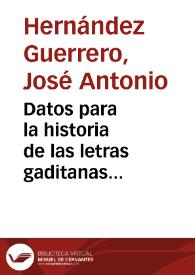 Datos para la historia de las letras gaditanas (1900-1930)