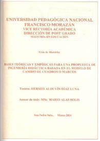 Bases teóricas y empíricas para una propuesta de Ingeniería Didáctica basada en el modelo de cambio de cuadros o marcos