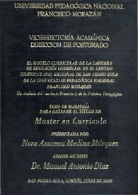 El modelo curricular de la carrera de educación comercial en el Centro Universitario Regional de San Pedro Sula de la Universidad Pedagógica Nacional Francisco Morazán. Un análisis del currículo prescrito y de la práctica pedagógica