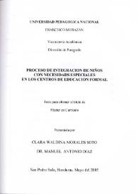 Proceso de integración de niños con necesidades especiales en los centros de educación formal