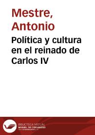 Política y cultura en el reinado de Carlos IV