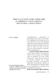 Todo lo que usted quería saber sobre la coherencia y no se atrevió a preguntarle a Amalia Amaya