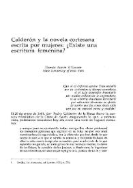 Calderón y la novela cortesana escrita por mujeres. ¿Existe una escritura femenina?