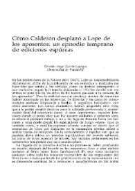 Cómo Calderón desplazó a Lope de los aposentos: un episodio temprano de ediciones espúreas