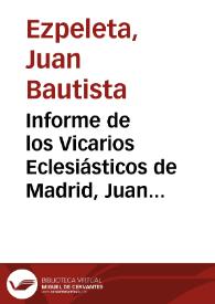 Informe de los Vicarios Eclesiásticos de Madrid, Juan Bautista de Ezpeleta y Bartolomé Muñoz de Torres, con fecha de 27 de octubre de 1803 sobre seis tragedias de María Rosa de Gálvez