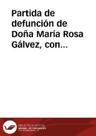 Partida de defunción de Doña María Rosa Gálvez, con fecha de 2 de octubre de 1806