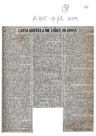 Carta abierta a Mr. Lodge, mi amigo