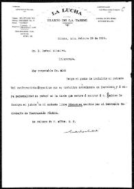 Carta de Carlos Martí a Rafael Altamira. La Habana, Cuba, 18 de febrero de 1910