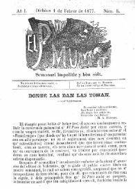 El Pare Mulet : semanari impolític y bóu solt. Añ I, núm. 5 (Dichóus 1 de Febrer de 1877) [sic]