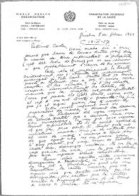 Carta de Eugenio Xammar a Carlos Esplá. Ginebra, 8 de febrero de 1956