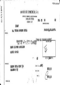 Cheque o giro del Banco de Comercio expedido por Carlos Esplá a favor de Mª Teresa Navarro Esplá, 19 de diciembre de 1962