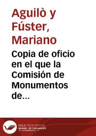 Copia de oficio en el que la Comisión de Monumentos de Barcelona se disculpa por la forma inadecuada en la que se había dirigido a ella.