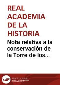 Nota relativa a la conservación de la Torre de los Lujanes