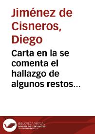 Carta en la se comenta el hallazgo de algunos restos arqueológicos en Cartagena que están en posesión del dueño de la finca. La inscripción formaba parte de uno de los muros de la casa.