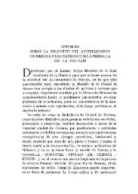 Informe sobre la solicitud del Ayuntamiento de Gerona para reproducir la Medalla de la Ciudad