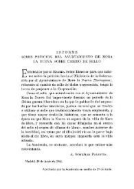 Informe sobre petición del Ayuntamiento de Mora la Nueva sobre cambio de sello