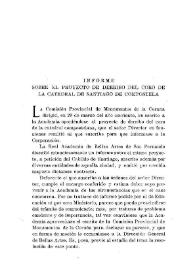 Informe sobre el proyecto de derribo del coro de la Catedral de Santiago de Compostela