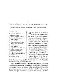 Junta pública de 3 de noviembre de 1940 : recepción del Excmo. y Revmo. P. Luciano Serrano