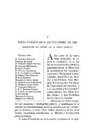 Junta pública de 11 de noviembre de 1942 : recepción del Excmo. Sr. D. Diego Angulo