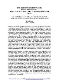 Das dilemma des Deutschen Frühliberalismus. Karl von Rotteck und die Verfassung  von Cádiz = The dilemma of the Early German Liberalism. Karl von Rotteck and the Constitution of Cádiz