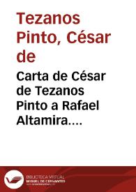 Carta de César de Tezanos Pinto a Rafael Altamira. Buenos Aires, 1 de octubre de 1909