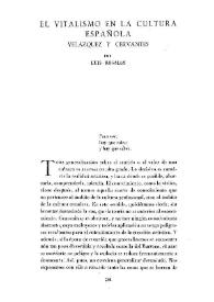 El vitalismo en la cultura española. Velázquez y Cervantes