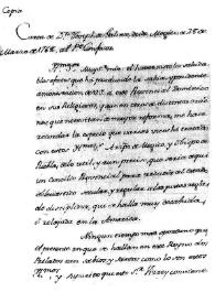 El visitador del Virreinato de Nueva España, José de Gálvez, futuro Secretario de Indias, se dirige al confesor de Carlos III exponiendo la utilidad de convocar el IV Concilio Provincial Mexicano tras la expulsión de los jesuitas